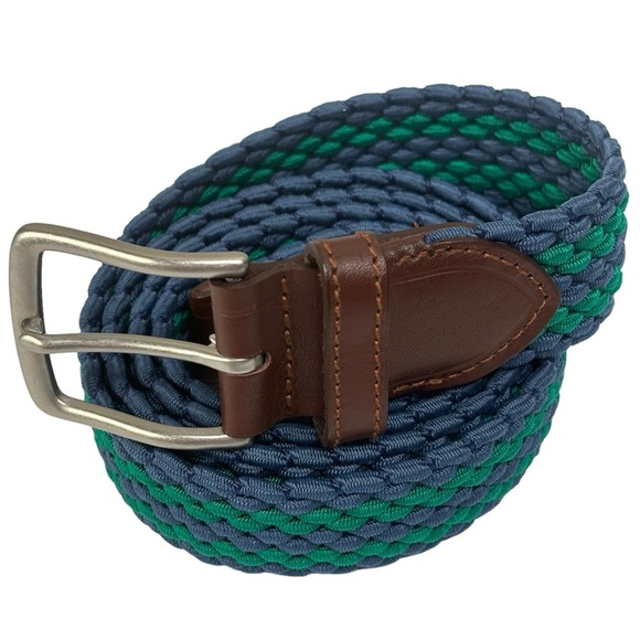 Southern Tide Braided Elastic Striped Web Belt Augusta Green Size XL Retail $95 - Picture 1 of 8
